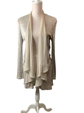 VIXBE Beige Draped Open-Front Cardigan Size S